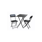 Tubix Kare Siyah Mermer Balkon Bahçe Çalışma Mutfak Masa Sandalye Takımı 70X70Cm 2 Sandalye