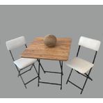 Tubix Masa Sandalye Katlanır Bistro Takımı 60CM Kare - Çam