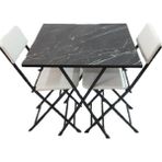 Tubix Masa Sandalye Katlanır Bistro Takımı 60CM Kare - Siyah - Beyaz