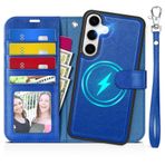 TUCCH Galaxy S25 Kılıf, 2'si 1 Arada Ayrılabilir Kılıf Kayış RFID Engelleme Cüzdan Kart Yuvaları Galaxy S25 (6,2 inç 2025) için Koruyucu Suni Deri TPU Tutucu Kılıf, Safir Mavisi Dokulu