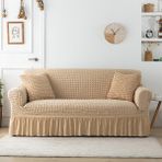 Tuchmall Bürümcük Lastikli Kanepe Örtüsü Likralı Koltuk Örtüsü Bir Adet 3lü Çekyat Örtüsü - Sütlü Kahve - 180 x 230 cm