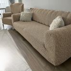 Tuchmall Koltuk Örtüsü jakarlı 3+2+1+1 Takımı Lastikli Esnek Yıkanabilir Çekyat Örtüsü Kanepe Kılıfı. - Kahve - 180 x 230 cm