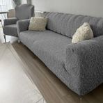 Tuchmall Koltuk Örtüsü jakarlı 3+2+1+1 Takımı Lastikli Esnek Yıkanabilir Çekyat Örtüsü Kanepe Kılıfı. - Koyu Gri - 180 x 230 cm