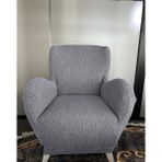 Tuchmall Koltuk Örtüsü Koltuk Kılıfı Lastikli Esnek Berjer Örtüsü Jakarlı Ağaç Kabuğu Kabarık Desen Tekli - Gri - 100 x 100 cm