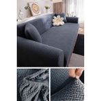 Tuchmall Tuğla Desen Koltuk Örtüsü Lastikli Kayma Yapmayan 3 Kişilik Çekyat Kanepe Kılıfı 1 Adet - Antrasit - 180 x 230 cm