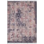 Tuczno Lacivert Modern Geometrik Etnik Eskitme Desenli Boho Makinada Yıkanabilir Hafif Hav Toz Vermez Leke Tutmaz Kaymaz Taban Dijital Makine Baskı Halı Oturma Odası Salon Yolluk Koridor Mutfak Halısı