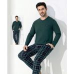 Tudik Collection Boyraz 0692 Erkek Uzun Kol Penye Pijama Takımı - Petrol Yeşili