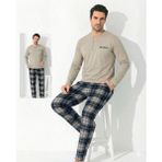 Tudik Collection Boyraz 0697 Erkek Uzun Kol Penye Pijama Takımı - Bej - XL