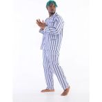 Tudik Collection Kocabey 4007 Uzun Kol Çizgili Gaffur Erkek Pijama Takım - Mavi - 2XL