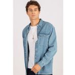 Tudors 1896311977 Oversıze Denim Çift Cep Kapaklı Çıtçıtlı Erkek Kot Gömlek