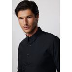 Tudors 28230 Slim Fit Arkadan Pensli Önden Kulplu Düz Trend Siyah Erkek Gömlek