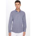 Tudors 28378 Modern Slim Fit Pamuklu Kolay Ütü Armürlü Mavi Erkek Gömlek