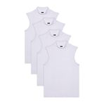 TUDORS 4'lü Paket Regular Fit Viskon Kumaş Balıkçı Yaka Sıfır Kol Bluz, XXL, BYGM2543, Beyaz, Kadın