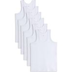Tudors 6 Adet Compact Penye Beyaz Erkek Atlet %100 Pamuk Standart Fit Normal Kesim 6'lı Paket - XL