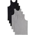 Tudors 6 Adet Compact Penye Siyah-Gri Erkek Atlet Pamuklu Standart Fit Normal Kesim 6'lı Paket - 2XL - Siyah - Gri