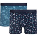 Tudors Erkek 2'li Pamuk Likralı Premium Seri Esnek Kumaş Boxer - Renkli - 3XL