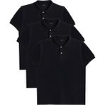Tudors Erkek 3'lü Paket Siyah Slim Fit Dar Kesim Pamuklu Düz Pike Polo Yaka Tişört - 2XL