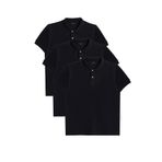 Tudors Erkek 3'lü Paket Siyah Slim Fit Dar Kesim Pamuklu Düz Pike Polo Yaka Tişört
