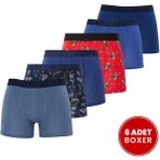 Tudors Erkek 6'lı Pamuklu Likralı Esnek Kumaş Premium Seri Boxer - Renkli - XL