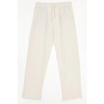 Tudors Erkek Baggy Fit Geniş Kesim %100 Pamuk Beli Lastikli Yandan Cepli Müslin Ekru Düz Pantolon