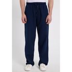 Tudors Erkek Baggy Fit Geniş Kesim %100 Pamuk Beli Lastikli Yandan Cepli Müslin Lacivert Düz Pantolon