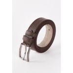 Tudors Erkek Deri 3 cm Klasik Kahverengi Kemer - 2XL