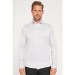 Tudors Erkek Modern Slim Fit Düz Saten Pamuklu Gri Gömlek - XL