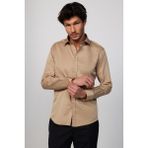 Tudors Erkek Modern Slim Fit Düz Saten Pamuklu Krem Gri Gömlek - XL