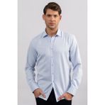 Tudors Erkek Modern Slim Fit Pamuklu Düz Mavi Gömlek - XL