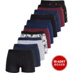 Tudors Erkek Premium Seri Boxer 10'lu Renkli Düz Desenli Esnek Kumaşlı Rahat Paça - 2XL