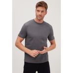 Tudors Erkek Regular Fit Klasik Kesim %100 Pamuk Bisiklet Yaka Füme Tişört - 2XL