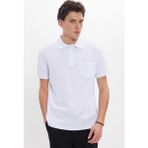 Tudors Erkek Regular Fit Klasik Kesim %100 Pamuk Düz Pike Beyaz Polo Yaka Tişört - 2XL