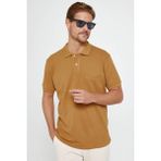 Tudors Erkek Regular Fit Klasik Kesim %100 Pamuk Düz Pike Kahverengi Polo Yaka Tişört - 2XL