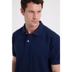 Tudors Erkek Regular Fit Klasik Kesim %100 Pamuk Düz Pike Lacivert Polo Yaka Tişört - XL