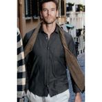 Tudors Erkek Regular Fit Klasik Kesim Kravatlık Armürlü Haki Gömlek - Kahverengi - 2XL