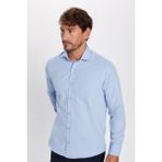 Tudors Erkek Regular Fit Klasik Kesim Kravatlık Armürlü Mavi Gömlek - 2XL