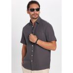 Tudors Erkek Regular Fit Klasik Kesim Oversize %100 Pamuk Keten Doku Cepli Gri Gömlek - XL