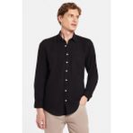 Tudors Erkek Regular Fit Klasik Kesim Oversize %100 Pamuk Keten Doku Tek Cepli Siyah Gömlek - 2XL