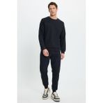 Tudors Erkek Regular Fit Klasik Kesim Pamuklu 2 İplik Yumuşak Dokulu Bisiklet Yaka Siyah Eşofman Takımı - 2XL