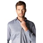 Tudors Erkek Regular Fit Klasik Kesim Pamuklu Kolay Ütü Armürlü Gömlek,Gri L 2007004032349