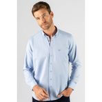 Tudors Erkek Regular Fit Klasik Kesim Pamuklu Oxford Doku Tek Cepli Mavi Düğmeli Yaka Gömlek - 2XL