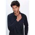 Tudors Erkek Regular Fit Klasik Kesim Pamuklu Tek Cepli Armürlü Gömlek,Siyah M 2007004280993