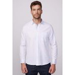 Tudors Erkek Regular Fit Klasik Kesim Spor Yaka Armürlü Oxford Garnili Beyaz Gömlek - 2XL