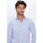 Tudors Erkek Regular Fit Klasik Kesim Tek Cepli Çizgili Italyan Yaka Gömlek - XL