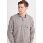 Tudors Erkek Regular Fit Rahat Kesim Çift Cepli Spor Yaka Denim Gri Gömlek - XL