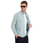 Tudors Erkek Regular Fit Rahat Kesim Çift Cepli Spor Yaka Denim mint Gömlek - 2XL