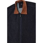 Tudors Erkek Regular Fit Rahat Kesim Kadife Yaka Fermuarlı Denim Lacivert Ceket Gömlek