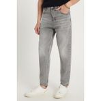 Tudors Erkek Relax Fit Geniş Kesim Boru Paça Yıkamalı Taşlamalı Boyfriend Esnek Gri Jean Kot Pantolon - 36