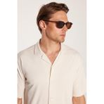 Tudors Erkek Relax Fit Modal Kumaş Likralı Premium Seri Kısa Kol Apaş Yaka Taş Gömlek - 2XL