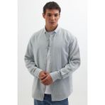 Tudors Erkek Relax Fit Rahat Kalıp Uzun Kollu %100 Pamuk Düğmeli Spor Yaka Mavi Gömlek - 2XL